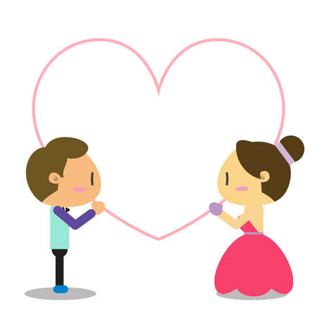 Blank frame with cute couple.のイラスト素材