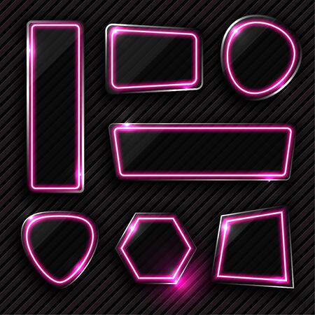 Vector of pink geometry neon banner design.のイラスト素材