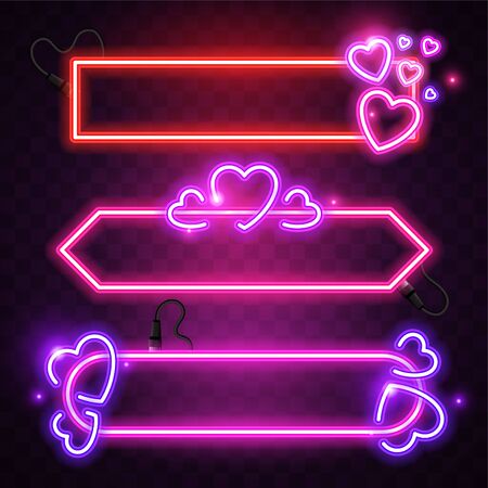 Vector of abstract neon banner design with love theme.のイラスト素材