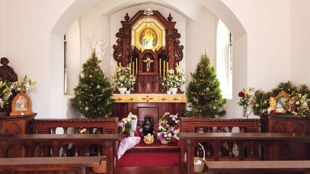 Chatolic chapel with Christmas interior themeのeditorial素材