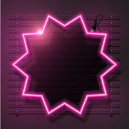 Glowing neon abstract round. Vintage electric banner. Design element for your ad, sign, poster, banner. Pink neon bannerのイラスト素材