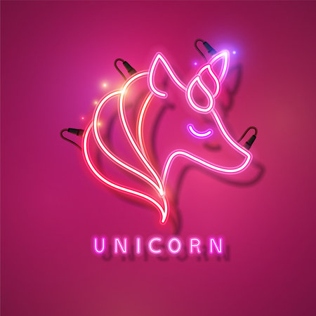 Glowing neon abstract round. Vintage electric banner. Design element for your ad, sign, poster, banner. Pink neon bannerの写真素材