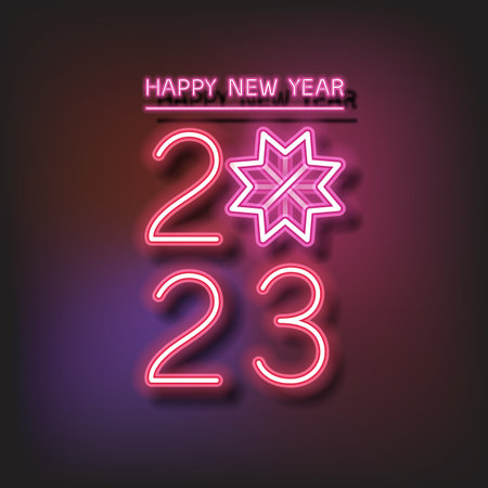 new year; 2023; background; design; event; colourful; party; greeting; poster; celebration; banner; sign; christmas; january; new year; decoration; neon; light; happy; glow; bright; backgroundのイラスト素材