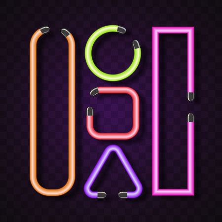 Neon banner set. Frame background design.のイラスト素材