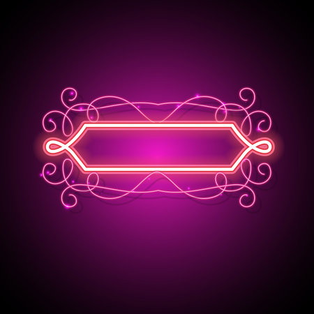 Neon banner. Abstract neon design. Retro banner.のイラスト素材