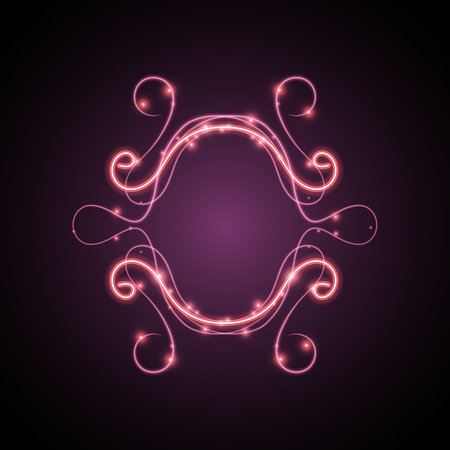 Vintage neon banner. Pink neon banner.のイラスト素材