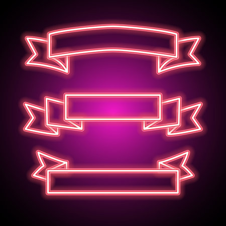 Neon banner. Abstract neon design. Retro banner.のイラスト素材