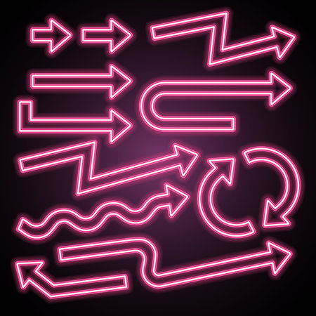 Pink arrow neon sign. Arrow neon design.のイラスト素材