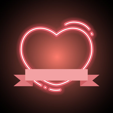 Neon banner. Abstract neon design. Retro banner. love neon sign.のイラスト素材