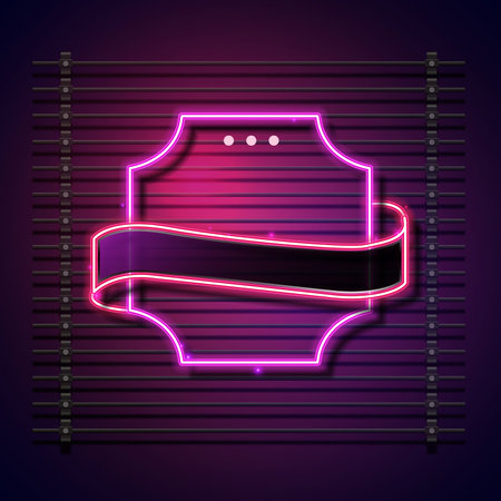 Vintage banner design. Neon frame. Pink neon designのイラスト素材