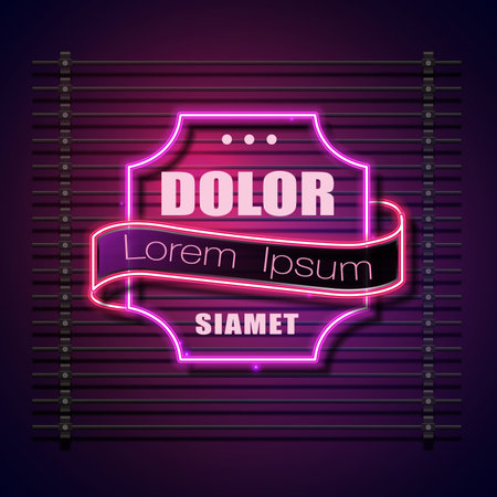 Vintage banner design. Neon frame. Pink neon designのイラスト素材