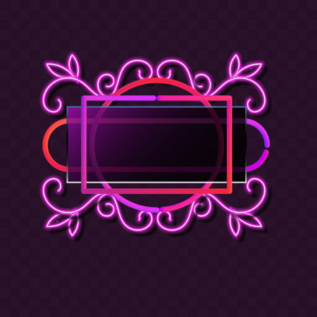 Vintage banner design. Neon frame. Pink neon designのイラスト素材