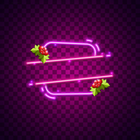 neon, light, glow, glowing, sign, vector, background, purple, pink, banner, frame, border, abstract, vintage, retro, Christmas, decoration,のイラスト素材