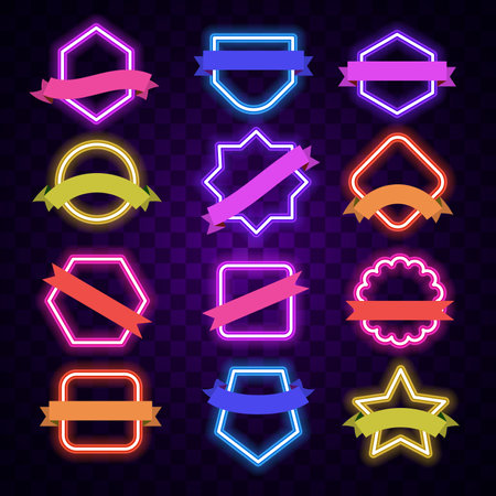 neon, light, glow, glowing, shiny, background, vector, border, frame, border, sign, neon sign, game, gaming, technology, tech, modern, futuristic, abstract, blank, space, night,のイラスト素材