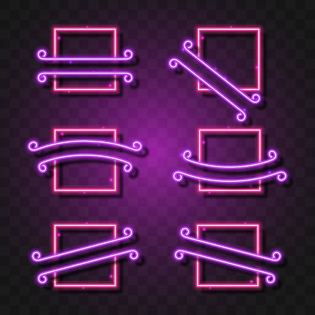 Vector of square neon bannerのイラスト素材