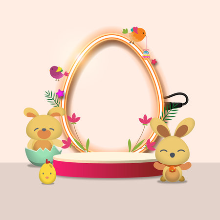 Blank product podium for Easter event.のイラスト素材