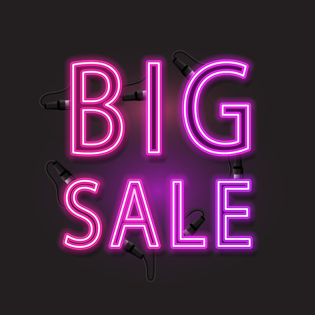 Big Sale pink neon design. Promotion for product.のイラスト素材