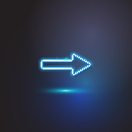 Blue neon arrow up on dark background illustration copy space digital growth conceptのイラスト素材