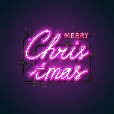Merry Christmas Lettering Sign. Simple Christmas card.のイラスト素材