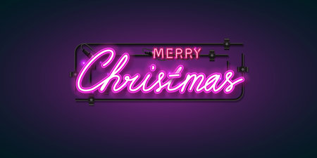 Merry Christmas Lettering Sign. Simple Christmas card.のイラスト素材