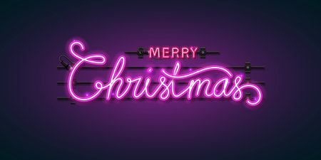 Merry Christmas Lettering Sign. Simple Christmas card.のイラスト素材