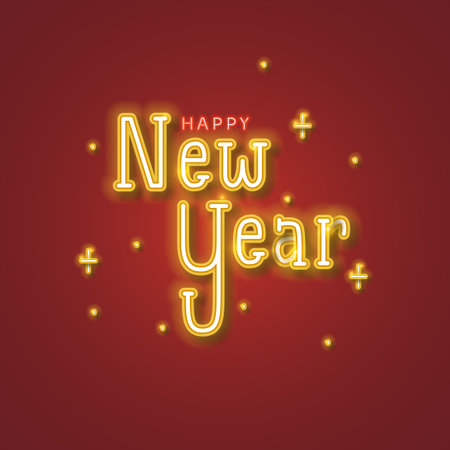 Happy new year neon background.のイラスト素材
