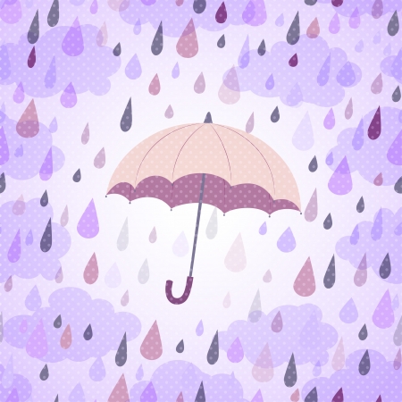 background with an umbrella, a rain and cloudsのイラスト素材
