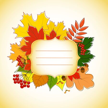 figured invitation card with autumn leavesのイラスト素材