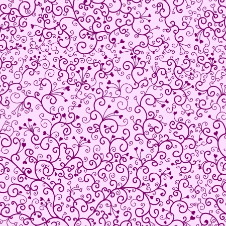 seamless pattern with romantic hearts and curlsのイラスト素材