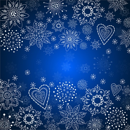 blue cristmas background with white snowflake のイラスト素材