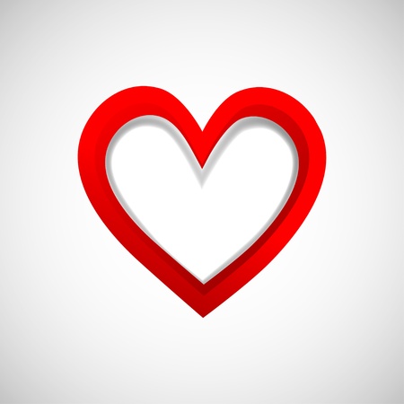 three-dementional banner heart on white backgroundのイラスト素材