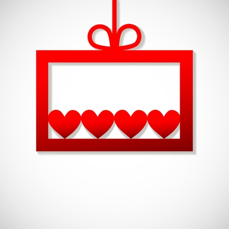 red paper banner with four heartsのイラスト素材