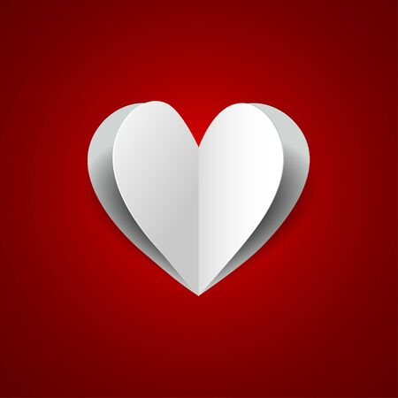 paper heart on red backgroundのイラスト素材