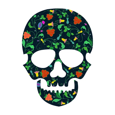 Day of The Dead  Skull with floral ornamentのイラスト素材