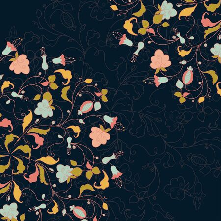 flower pattern on a blue backgroundのイラスト素材