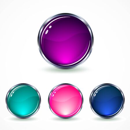 set glass buttonsのイラスト素材