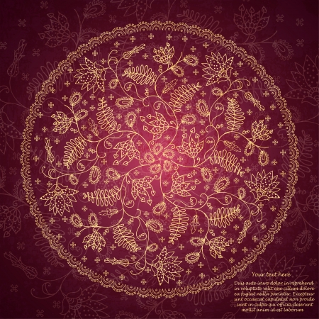 round flower ornament in vintage styleのイラスト素材