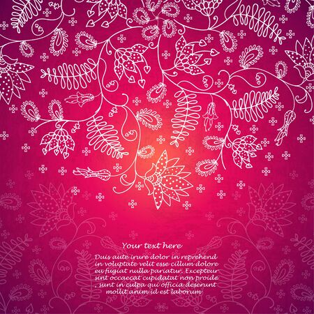 white flower ornament in the Indian styleのイラスト素材