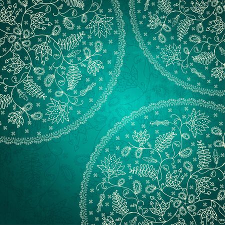 turquoise round flower backgroundのイラスト素材