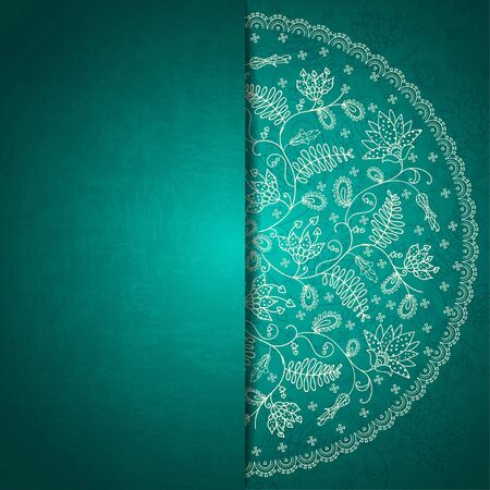 turquoise flower invitation cardのイラスト素材