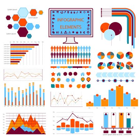 blue orange info graphicsのイラスト素材