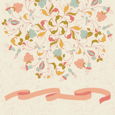 Floral greeting card in vintage styleのイラスト素材