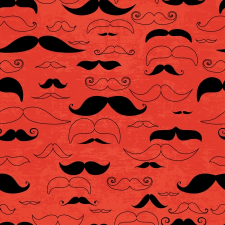 Mustache red seamless patternのイラスト素材