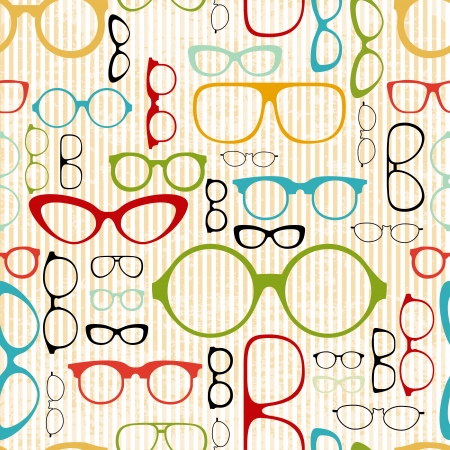 seamless glasses pattern in vintage styleのイラスト素材