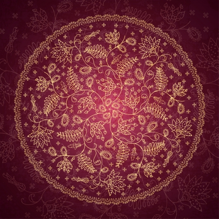 round flower ornament in vintage styleのイラスト素材