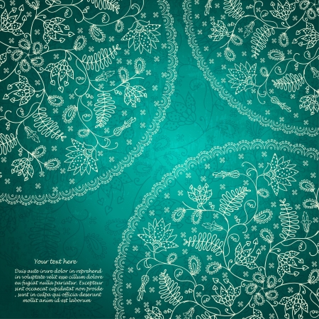 turquoise round flower backgroundのイラスト素材
