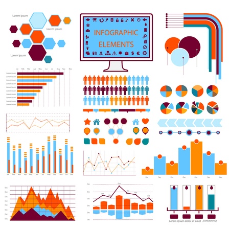 blue orange info graphicsのイラスト素材