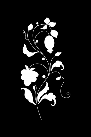 pattern silhouette from berries and flowersのイラスト素材