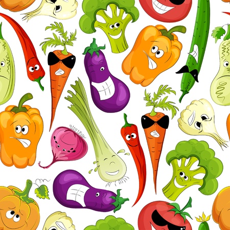seamless pattern. healthy funny vegetableのイラスト素材