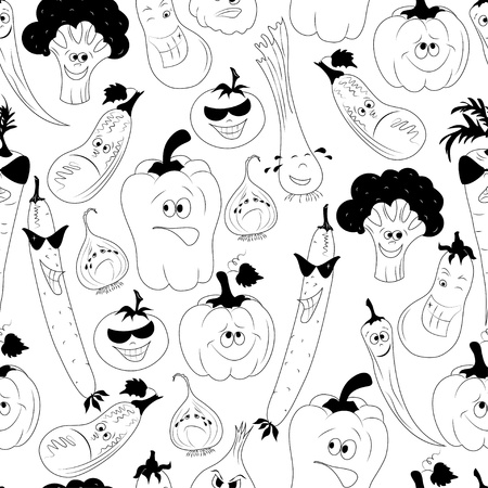 Vector seamless doodle pattern with vegetablesのイラスト素材
